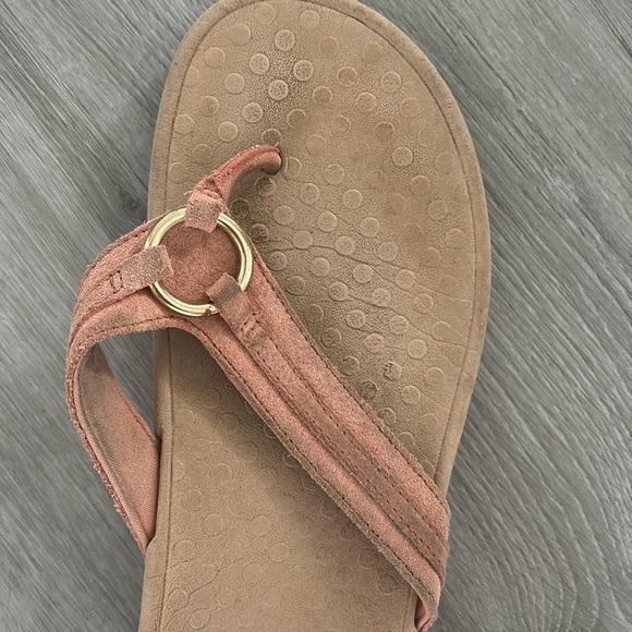 Vionic flip flops, sized 9; some wear, peach suede straps - Picture 2 of 6